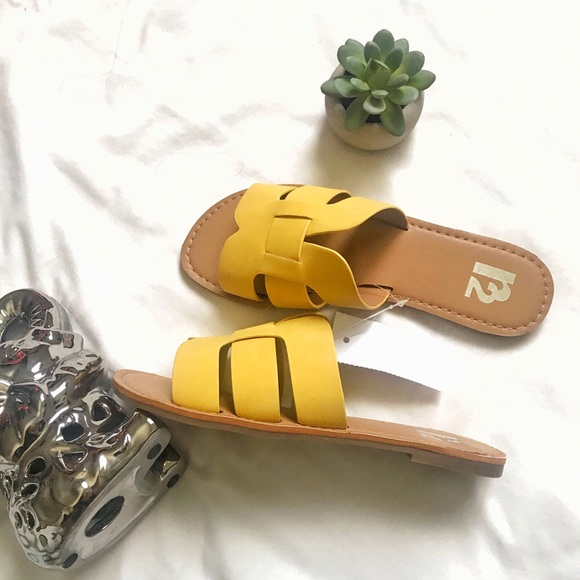 Shoes - Yellow Triple H Band Slide Sandal